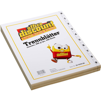 Artikelbild 2 für office discount Trennblätter DIN A4 0-9 chamois, 200 g/qm, 100 St., Artikelnummer 557579