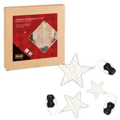 Artikelbild für Idena Metallsterne LED Dekoleuchten weiß, 3 St., Artikelnummer 761922