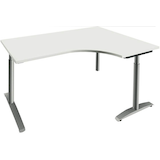Artikelbild 1 für fm Sidney höhenverstellbarer Schreibtisch weiß Bogenform, C-Fuß-Gestell Rundrohr silber 160,0 x 80,0 cm, Artikelnummer 137507