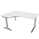 Artikelbild 1 für fm Sidney höhenverstellbarer Schreibtisch weiß Bogenform, C-Fuß-Gestell Quadratrohr silber 160,0 x 80,0 cm, Artikelnummer 136543