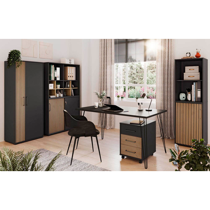 Artikelbild 5 für MÖBELPARTNER Schiebetürenschrank Hank, 701972 schwarz, eiche 1 Fachboden 100,1 x 41,0 x 83,6 cm, Artikelnummer 336699