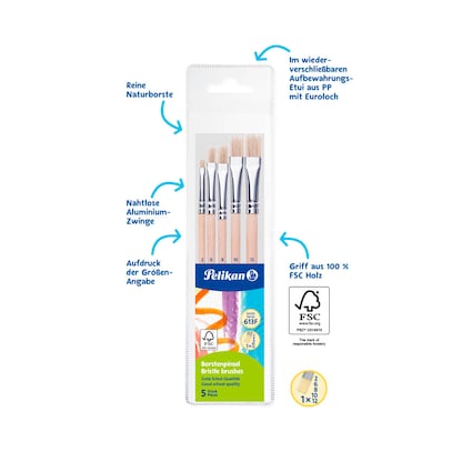 Artikelbild 2 für Pelikan 613F Pinsel-Set Größe 2, 6, 8, 10, 12, 5-teilig, Artikelnummer 574206