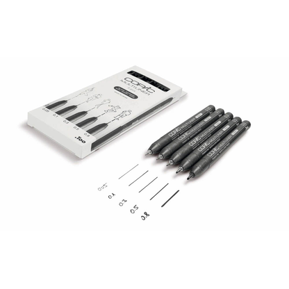 Artikelbild für COPIC® Multiliner Fineliner schwarz 0,05 + 0,1 + 0,3 + 0,5 + 0,8 mm, 5 St., Artikelnummer 361438