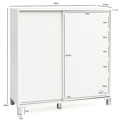 Artikelbild 2 für WOHNLING Schuhschrank, WL5.712 weiß 4 Fachböden 100,0 x 37,5 x 108,0 cm, Artikelnummer 907323