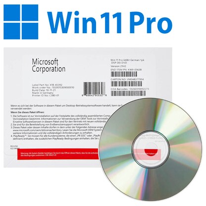 Artikelbild für Microsoft Windows 11 Pro Betriebssystem 64 bit OEM Vollversion (DVD), Artikelnummer 637302