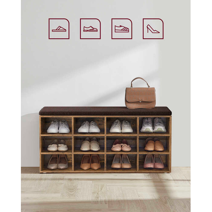 Artikelbild 7 für VASAGLE Schuhbank LHS012B01 vintagebraun, dunkelbraun Holz 104,0 cm, Artikelnummer 760159