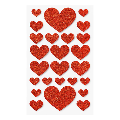 Artikelbild 2 für folia Moosgummi Glitter-Sticker HEARTS LOVE rot, hellrosa 50 St., Artikelnummer 692826