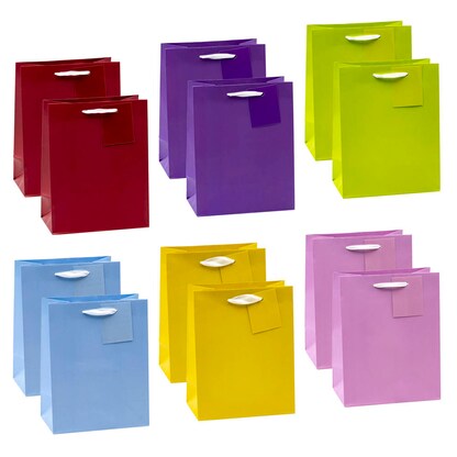 Artikelbild für TSI Geschenktüten TRENDFARBEN dunkelrot, lia, grün, hellblau, gelb, rosa 18,0 x 23,0 cm, 12 St., Artikelnummer 651629