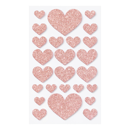 Artikelbild 3 für folia Moosgummi Glitter-Sticker HEARTS LOVE rot, hellrosa 50 St., Artikelnummer 692826