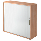 Artikelbild 1 für HAMMERBACHER Haziender Rollladenschrank nussbaum, silber 2 Fachböden 120,0 x 40,0 x 110,0 cm, Artikelnummer 215386