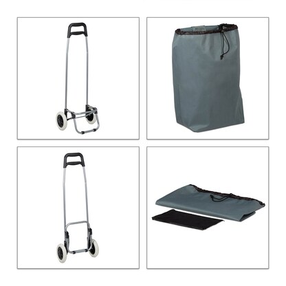 Artikelbild für relaxdays Einkaufstrolley Kunstfaser grau 42,0 x 28,0 x 92,5 cm, Artikelnummer 562542