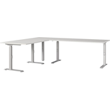 Artikelbild 1 für GERMANIA Agenda Office Schreibtisch lichtgrau L-Form, C-Fuß-Gestell silber 220,0 x 240,0 cm, Artikelnummer 661799