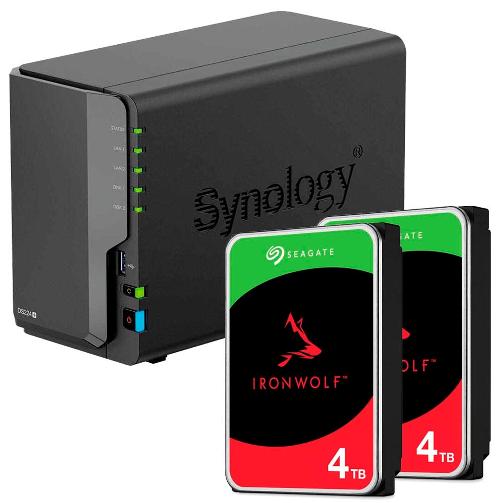 ルーター・ネットワーク機器 Synology NAS DS224/SEAGATE IronWolf 4TB AKTION: Synology DiskStation DS224+ inklusive 2x 4TB TB
