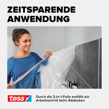 Artikelbild 6 für tesa EASY COVER® ECONOMY XL Abdeckfolie transparent 260,0 cm x 17,0 m 1 Rolle, Artikelnummer 724326