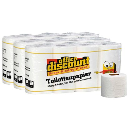 Artikelbild für AKTION: office discount Toilettenpapier 3-lagig, 24 Rollen, Artikelnummer 722258