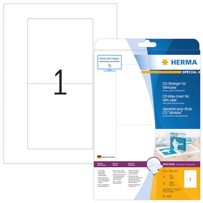 Artikelbild für HERMA CD-Einleger 5033 weiß, 25 Blatt, Artikelnummer 800610