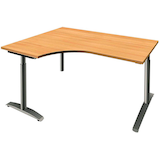 Artikelbild 1 für fm Sidney höhenverstellbarer Schreibtisch buche Bogenform, C-Fuß-Gestell Rundrohr silber 160,0 x 80,0 cm, Artikelnummer 136471