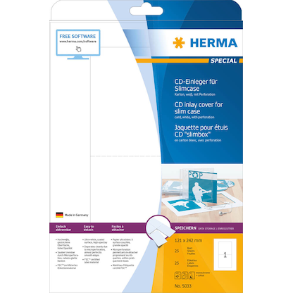 Artikelbild 2 für HERMA CD-Einleger 5033 weiß, 25 Blatt, Artikelnummer 800610