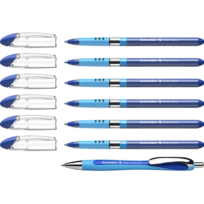 Artikelbild 4 für AKTION: Schneider Kugelschreiber Slider Basic blau/transparent, Schreibfarbe: blau, 6 St. + GRATIS Slider Kugelschreiber Rave XB, blau, Artikelnummer 385112