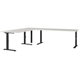 Artikelbild 1 für GERMANIA Agenda Office Schreibtisch lichtgrau L-Form, C-Fuß-Gestell schwarz 220,0 x 260,0 cm, Artikelnummer 662019