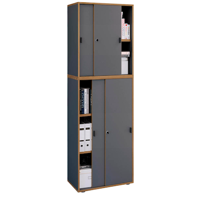 Artikelbild 6 für VCM my office Schiebetürenschrank Salia, 920806 anthrazit, honig-eiche 4 Fachböden 60,0 cm 37,4 cm, Artikelnummer 364667