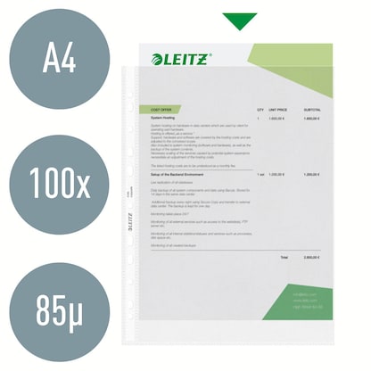 Artikelbild 5 für AKTION: LEITZ Prospekthüllen 4790 DIN A4 transparent genarbt 0,09 mm, 100 St., Artikelnummer 663957