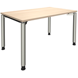 Artikelbild 1 für fm fastline höhenverstellbarer Schreibtisch akazie rechteckig, 4-Fuß-Gestell silber 120,0 x 80,0 cm, Artikelnummer 135407