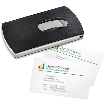 Artikelbild für SIGEL Visitenkartenetui schwarz/silber, für bis zu 12 Visitenkarten, Artikelnummer 354403
