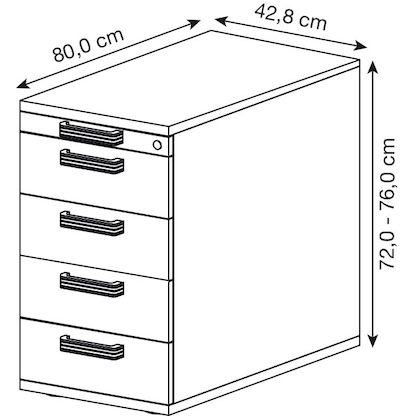 Artikelbild 3 für HAMMERBACHER SC50 Standcontainer grafit 5 Auszüge Kunststoff-Relinggriff silber 42,8 x 80,0 x 72,0 - 76,0 cm, Artikelnummer 348397