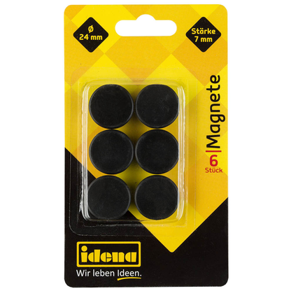 Artikelbild 3 für Idena Magnete schwarz, Kunststoff Ø 2,4 x 0,7 cm, 6 St., Artikelnummer 143069