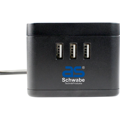 Artikelbild 2 für as-Schwabe QI-Wireless Ladestation 2-fach Steckdosenturm 1,5 m schwarz mit USB-Buchse, Artikelnummer 973014