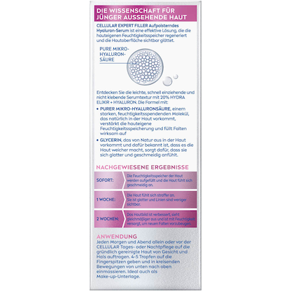 Artikelbild 8 für NIVEA CELLULAR EXPERT FILLER HYALORON Gesichtsserum 30,0 ml, Artikelnummer 579536