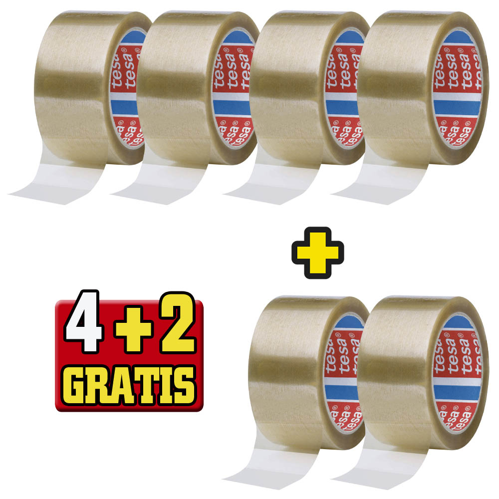 TESA 4089 Nastro Adesivo Da Imballaggio Trasparente 48mm X 100m - Confezione 6 Rotoli Per Chiusura Cartoni