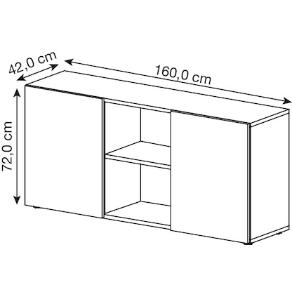 Artikelbild 2 für HAMMERBACHER Sideboard 1780, V1780/5/S lichtgrau, silber 160,0 x 42,0 x 74,8 cm, 1 St., Artikelnummer 863631