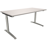 Artikelbild 1 für fm fastline höhenverstellbarer Schreibtisch lichtgrau rechteckig, C-Fuß-Gestell Rundrohr silber 160,0 x 80,0 cm, Artikelnummer 135584