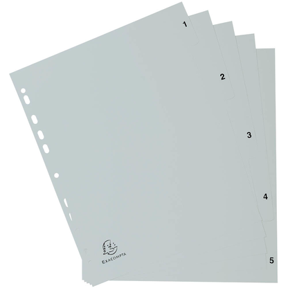 Artikelbild 3 für Exacompta Ordnerregister DIN A4 Vollformat 1-5 grau 5-teilig, 1 Satz, Artikelnummer 386344