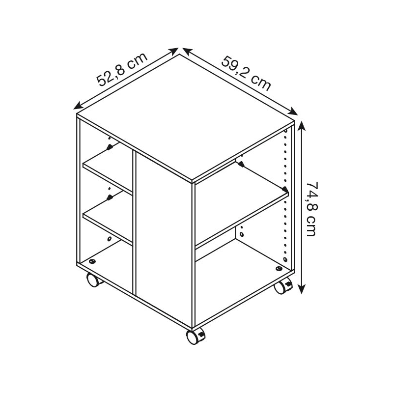 DURABLE Bürowagen Grau – 3 Ebenen, Maße 52,8 X 59,2 X 74,8 Cm