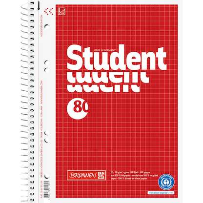 Artikelbild 2 für BRUNNEN Collegeblöcke Student Recycling kariert DIN A5 Innenrand, 1 St., Artikelnummer 683316