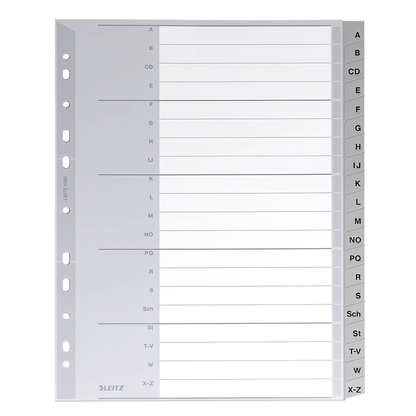 Artikelbild für LEITZ Ordnerregister 1260 DIN A4 Vollformat, Überbreite A-Z grau 20-teilig, 1 Satz, Artikelnummer 184630