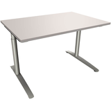 Artikelbild 1 für fm fastline höhenverstellbarer Schreibtisch lichtgrau rechteckig, C-Fuß-Gestell Rundrohr silber 120,0 x 80,0 cm, Artikelnummer 135597