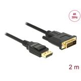 Artikelbild 1 für DeLOCK DisplayPort 1.2/DVI Kabel 4K 30 Hz 2,0 m schwarz, 1 St., Artikelnummer 895074