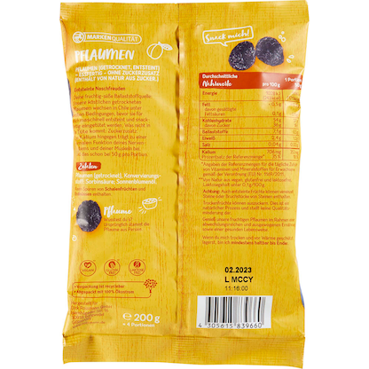 Artikelbild 3 für GENUSS PLUS PFLAUMEN Trockenfrüchte 200,0 g, Artikelnummer 667382