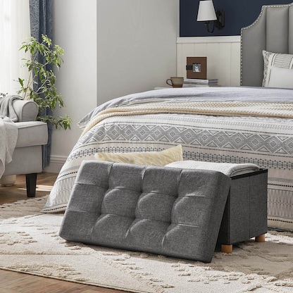 Artikelbild 3 für SONGMICS Sitztruhe LSF16GYZ dunkelgrau Stoff 76,0 cm, Artikelnummer 290878