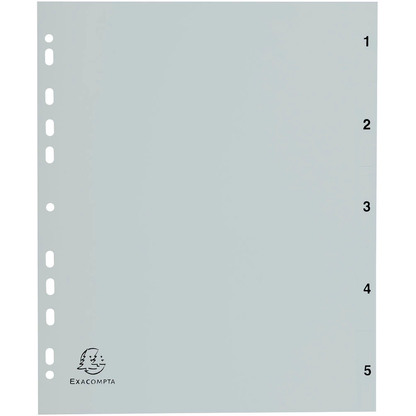 Artikelbild für Exacompta Ordnerregister DIN A4 Vollformat 1-5 grau 5-teilig, 1 Satz, Artikelnummer 386344