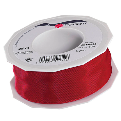 Artikelbild für PRÄSENT Geschenkband LYON glänzend rot 40,0 mm x 25,0 m, Artikelnummer 205658