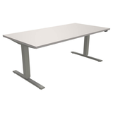 Artikelbild 1 für fm fastline elektrisch höhenverstellbarer Schreibtisch lichtgrau rechteckig, T-Fuß-Gestell silber 160,0 x 80,0 cm, Artikelnummer 135253