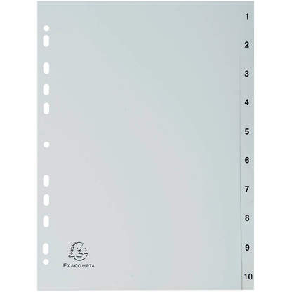 Artikelbild für Exacompta Ordnerregister DIN A4 Vollformat 1-10 grau 10-teilig, 1 Satz, Artikelnummer 386361