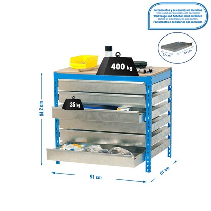 Artikelbild 2 für Simonrack Werkbank SIMONWORK BT5 BOX blau 6 Schubladen 91,0 x 61,0 x 84,2 cm, Artikelnummer 359446