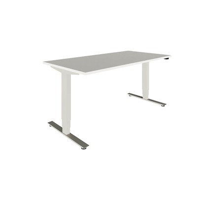 Artikelbild für fm Sidney elektrisch höhenverstellbarer Schreibtisch weiß rechteckig, T-Fuß-Gestell silber 160,0 x 80,0 cm, Artikelnummer 409571