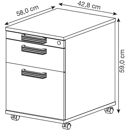 Artikelbild 2 für HAMMERBACHER Haziender Rollcontainer weiß 3 Auszüge 42,8 x 58,0 x 59,0 cm, Artikelnummer 792176